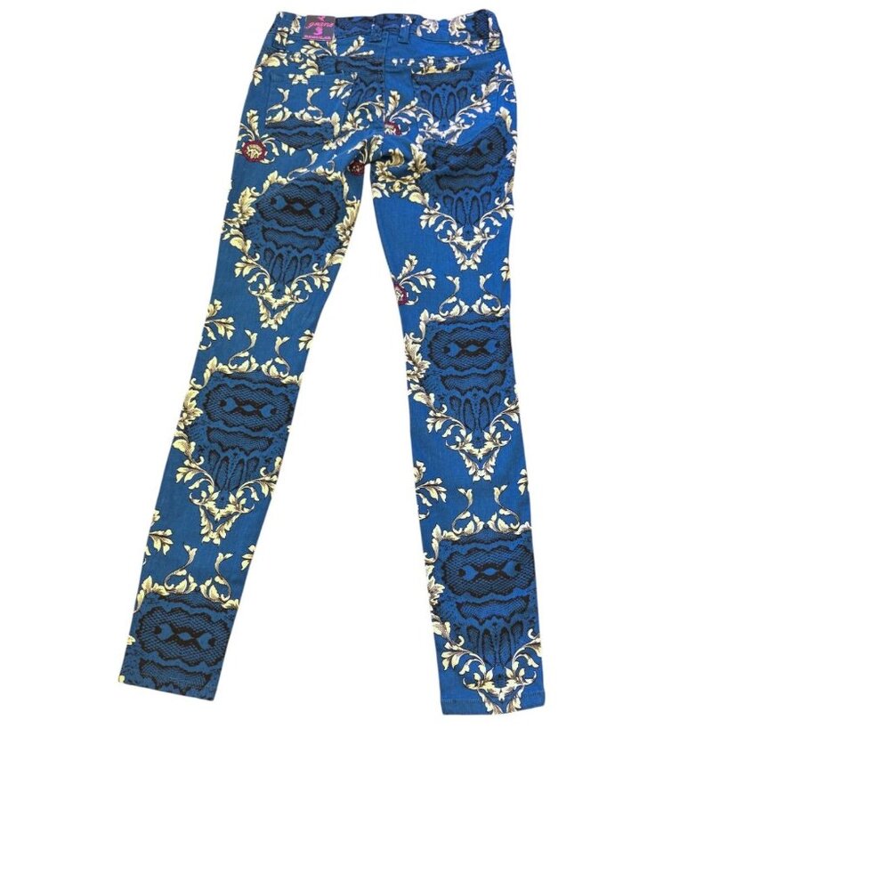 Gxane Junior Skinny Jeans Size 3 Blue & White Floral Pattern - Picture 7 of 7